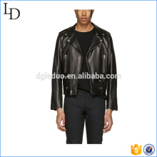 Zipper Detailing 100% PU Leather Biker Black Chaquetas de cuero para hombres